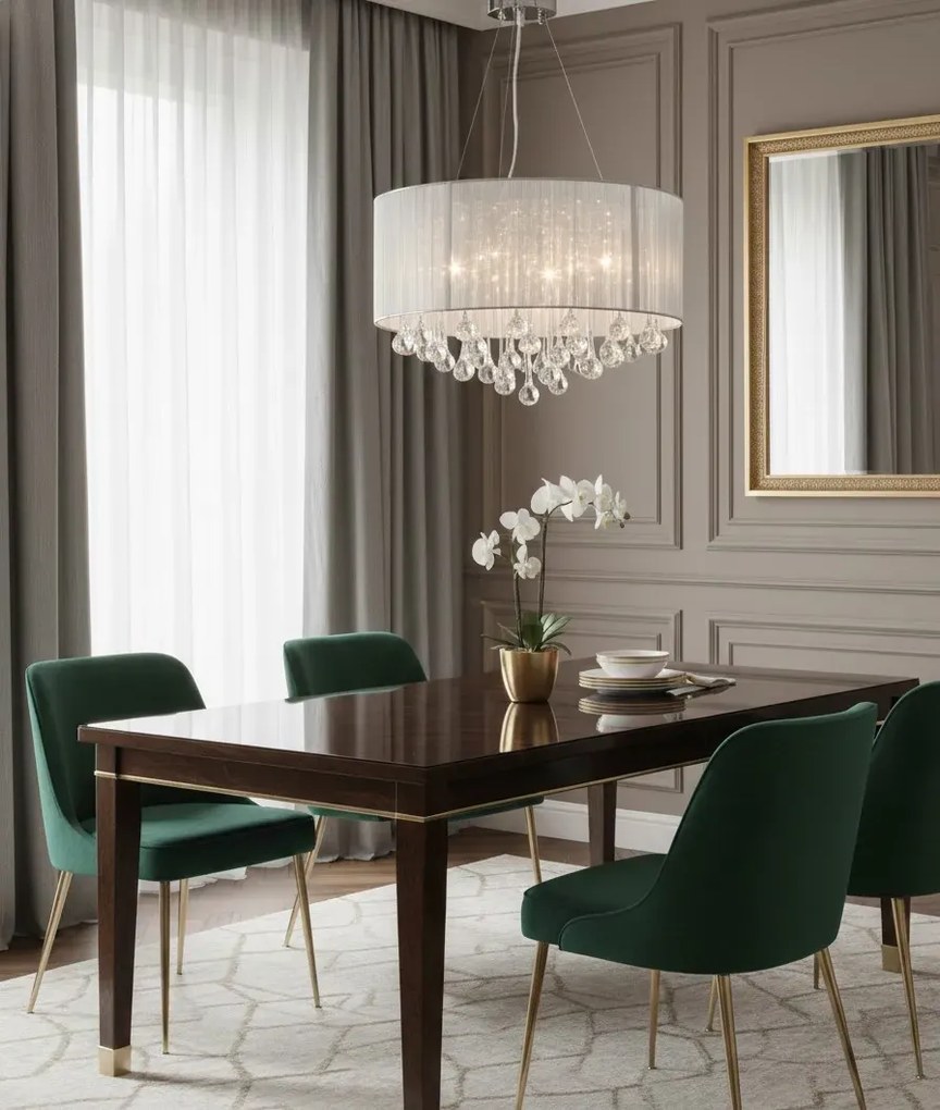 Biały okrągły żyrandol z kryształami - EX152 N4-M44