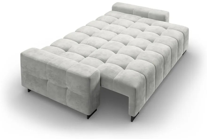 Jasnoszara aksamitna rozkładana sofa ze schowkiem 250 cm Wicklow – Cosmopolitan Design