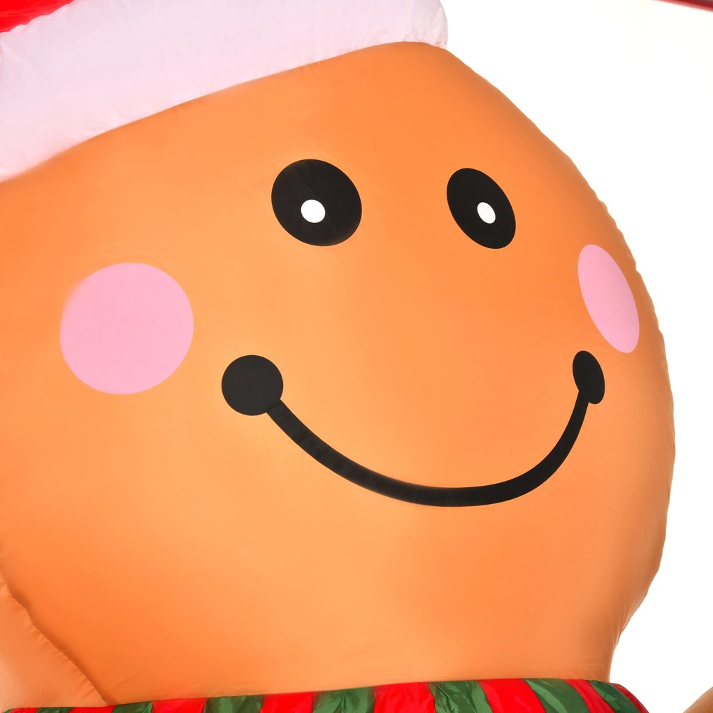 HOMCOM Nadmuchiwany Piernikowy Ludzik 2,4m ze Światłami Żółty | Aosom PL