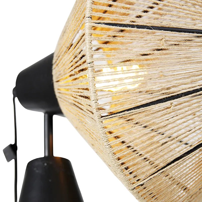Rustykalna lampa podłogowa na trójnogu z liną - Jenthe Rustykalny / Vintage Oswietlenie wewnetrzne