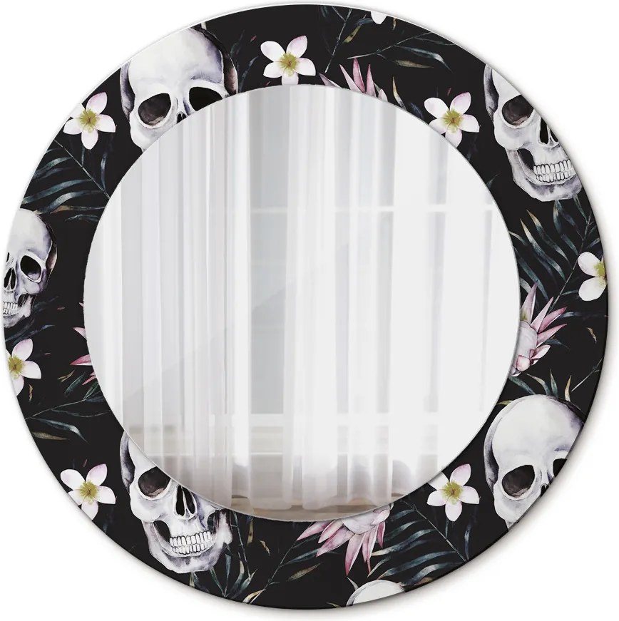 Lustro z nadrukiem dekoracyjne okrągłe Kwiaty czaszki