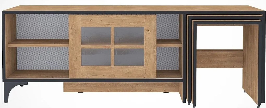 Szafka RTV – 150 cm x 54 cm x 42 cm – Dąb – Płyta wiórowa z powłoką melaminową