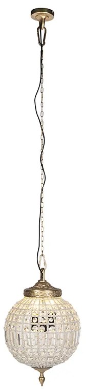 Lampa wisząca art deco kryształ ze złotem 35 cm - Kasbah klasyczny/Antyczny Oswietlenie wewnetrzne