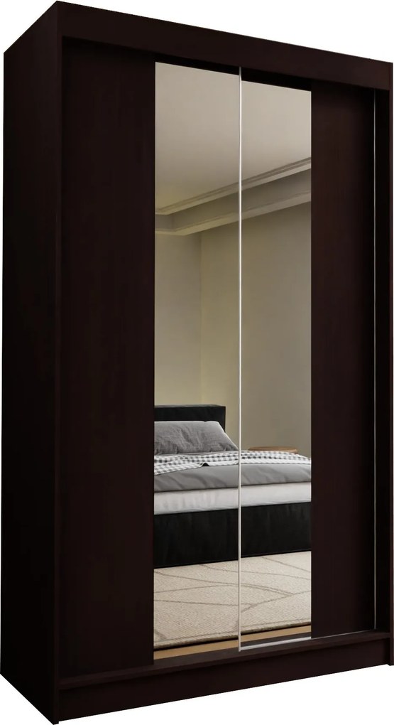 Szafa Przesuwna LUCENZA 120 cm z Lustrem Szafa Dwudrzwiowa Wenge