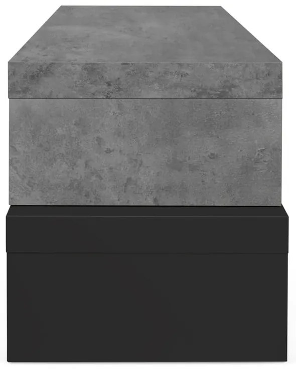 Podwójna czarna szafka pod TV z dekorem betonu TemaHome Cliff, 125x20 cm