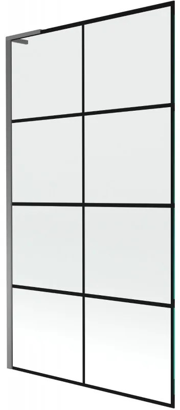 Mexen Next L parawan nawannowy 1-skrzydłowy 100 x 150 cm, czarna kratka, gun metal - 895-100-000-03-77-95