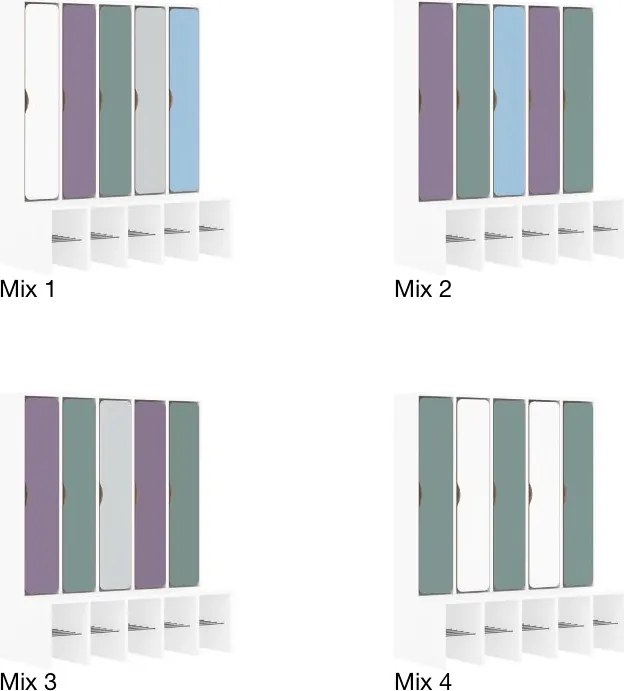 Szafka przedszkolna do szatni 5-osobowa z drzwiczkami pełnymi Blox Colours Mix, index SZT-5R-A-D-A