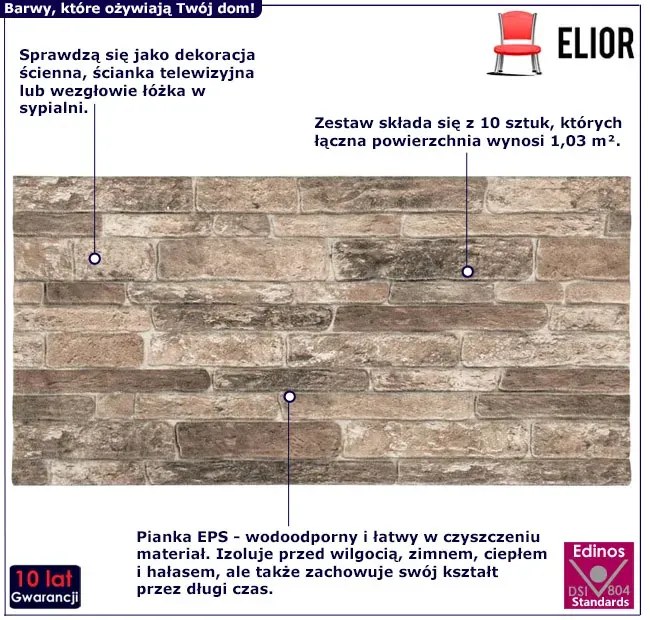 Wielobarwne panele ścienne wzór cegły 3D G6-T54