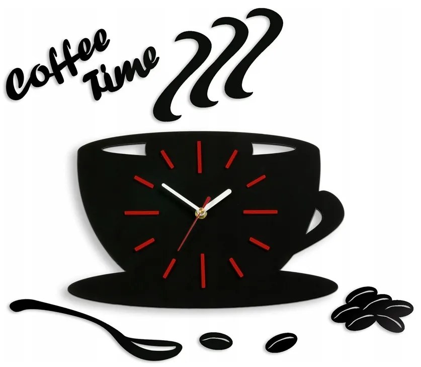 Zegar na ścianę do kuchni naklejany filiżanka cichy czarny do kuchni salonu