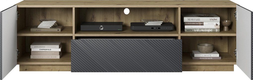Szafka RTV z szufladą Asha 167 cm - artisan / rivier stone mat