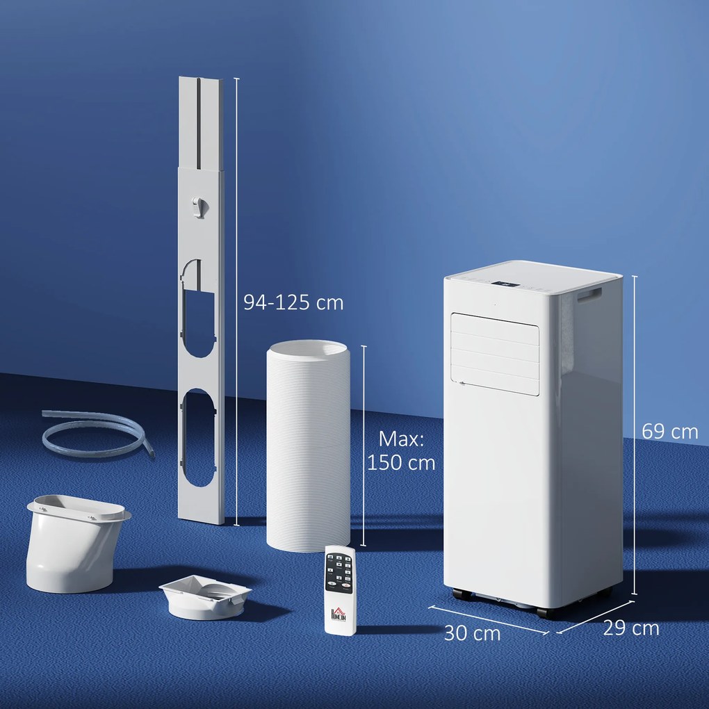 HOMCOM 3-w-1 klimatyzacja, wentylator z wyświetlaczem LED, zmywalny filtr, timer, biały | Aosom PL