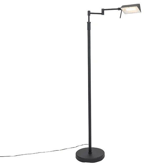 Designerska lampa podłogowa czarna, w tym LED ze ściemniaczem dotykowym - Notia