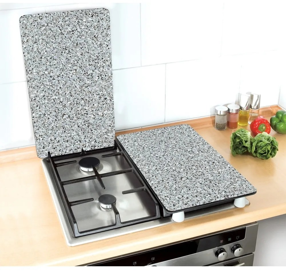 Zestaw 2 szklanych płyt ochronnych na kuchenkę Wenko Granite, 52x30 cm