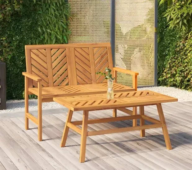 Ławka i stolik ogrodowy z drewna akacjowego T2-N30