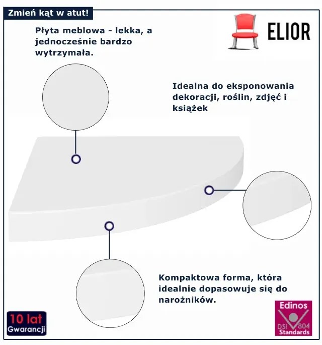 Biała narożna półka ścienna N2-Z90