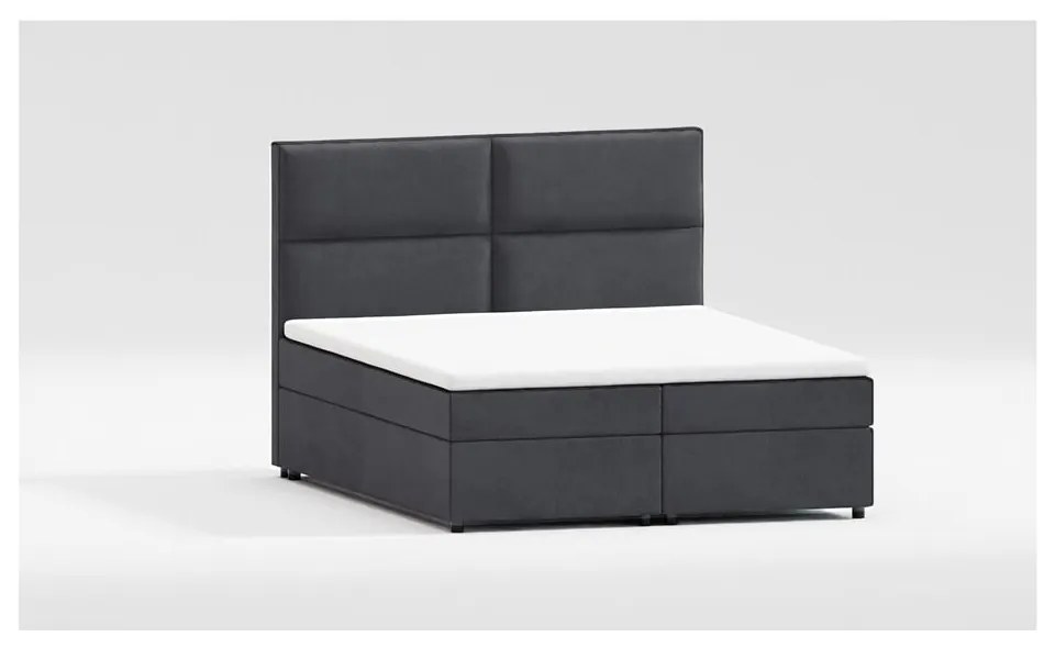 Szare łóżko boxspring ze schowkiem 160x200 cm Rico – Ropez