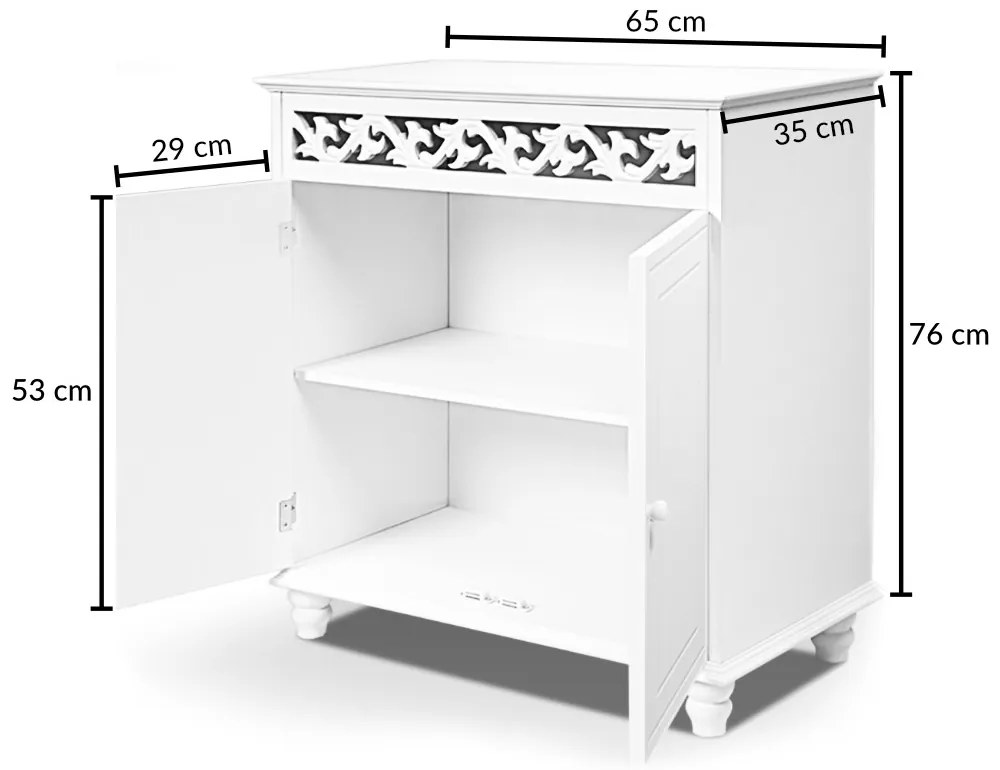 Komoda JERSEY, 76 x 65 x 35cm, biała Casaria