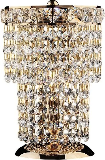 Lampa stołowa Wagner z żelaza i złoconego mosiądzu z kryształkami górskimi 1 lampa H.24 Ø16 BL266-LT-OR