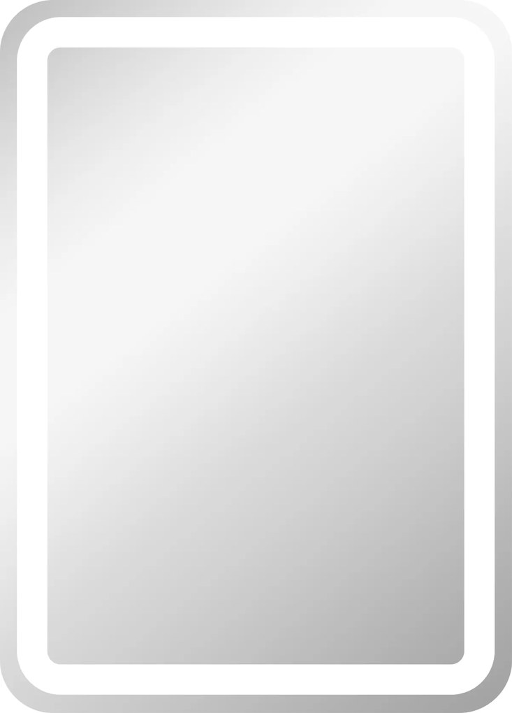 HOMCOM Lustro łazienkowe z oświetleniem LED, kontrola dotykowa, przeciwmgielne, z możliwością ściemniania, 3 kolory światła, 50x70, Srebrny