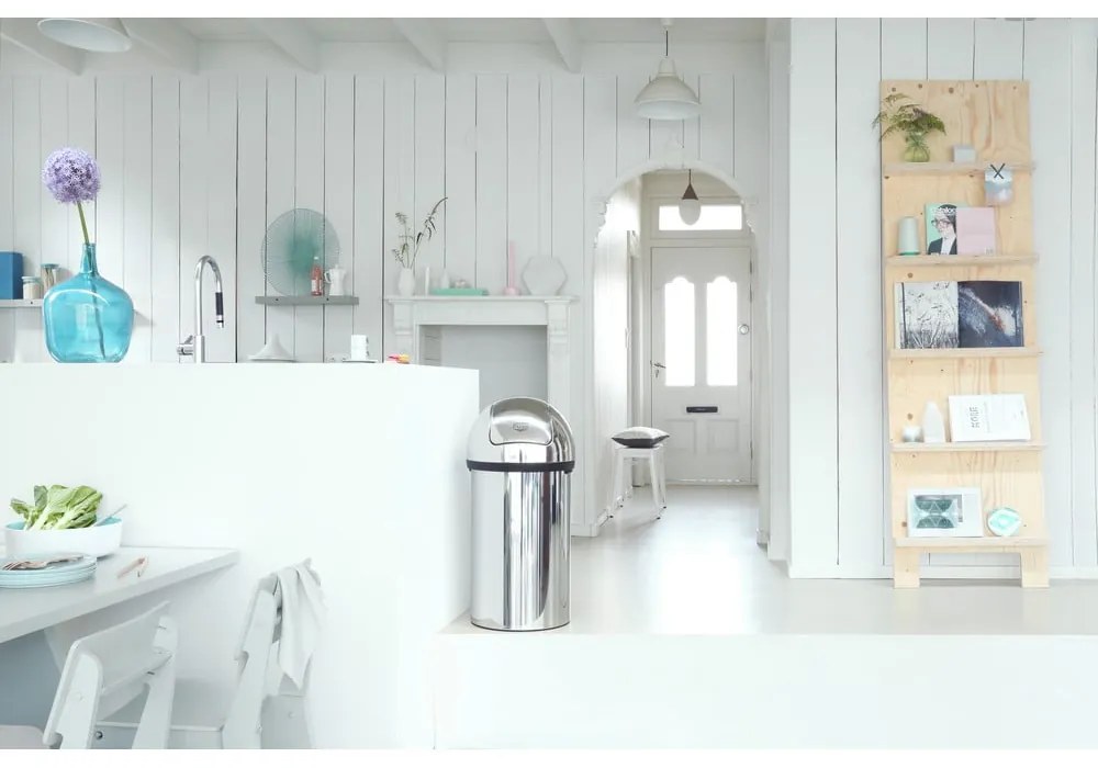Stalowy kosz na śmieci w kolorze srebra z połyskiem 60 l Push Bin – Brabantia