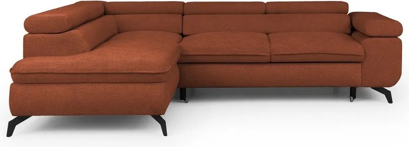 Narożnik z tkaniny szenilowej w kolorze terakoty (lewostronny/w kształcie litery L) Marbeya – Ropez