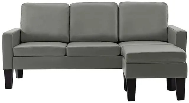 3-osobowa szara sofa z ekoskóry z podnóżkiem F5-D33