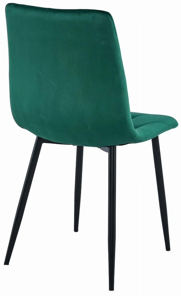 Ciemnozielone krzesło do jadalni welurowe LIBRA na czarnych nogach