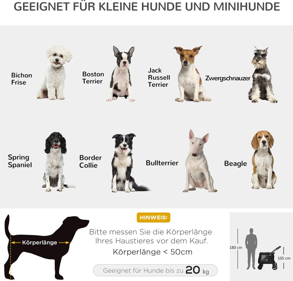 Outsunny Wózek dla Psa z Poduszką 3 Kieszenie Składany do 20kg Czarny | Aosom PL