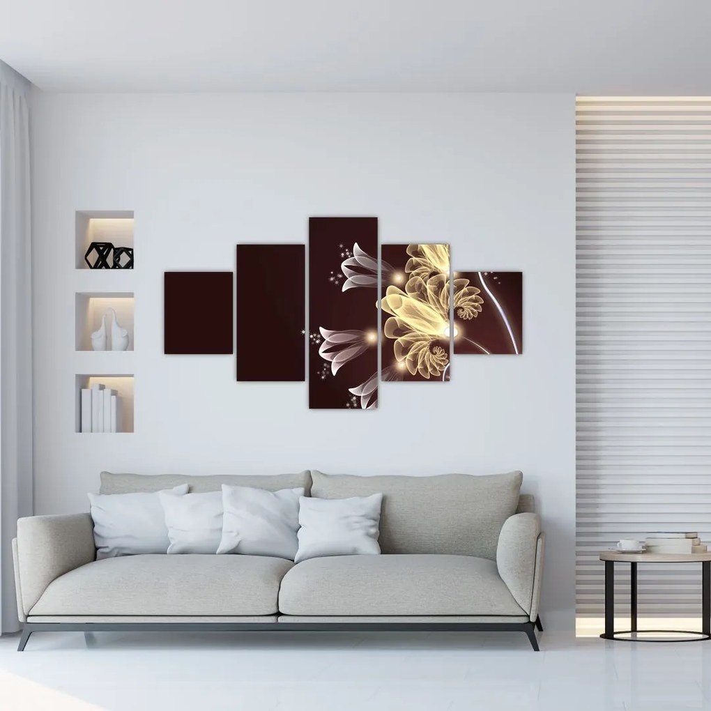 Obraz - Świecące kwiaty (125x70 cm)