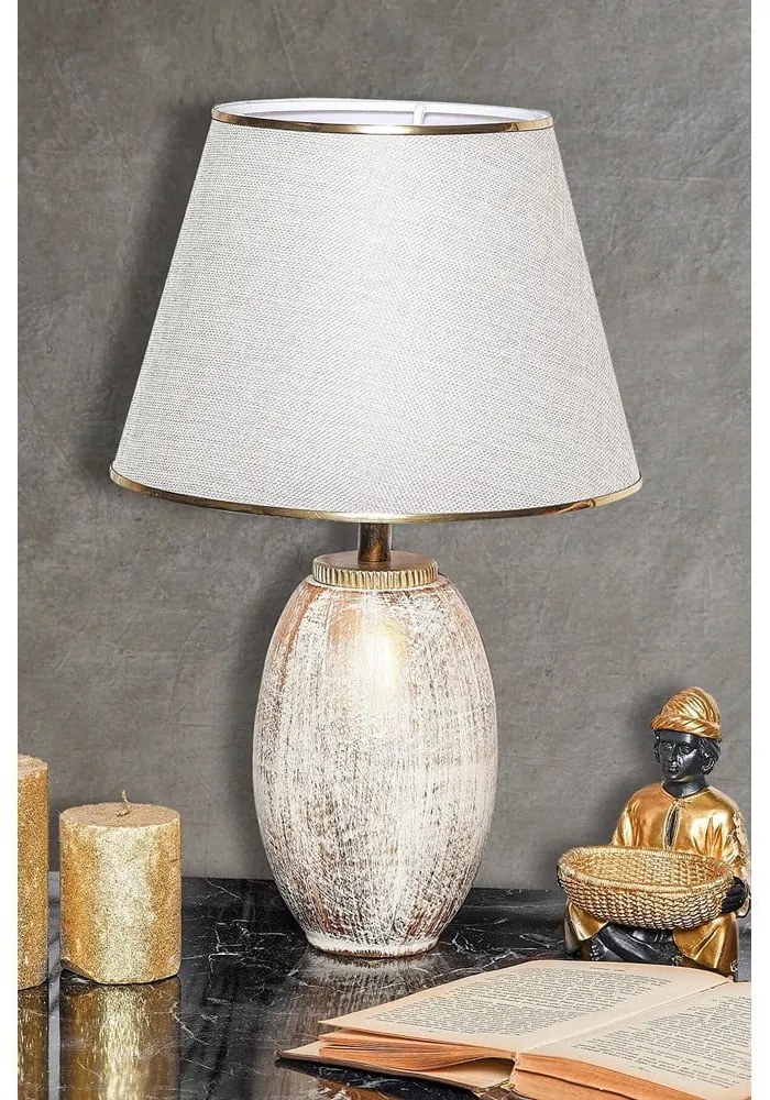 Kremowa/w kolorze złota lampa stołowa z tekstylnym kloszem (wysokość 50 cm) Yakamoz – Opviq lights