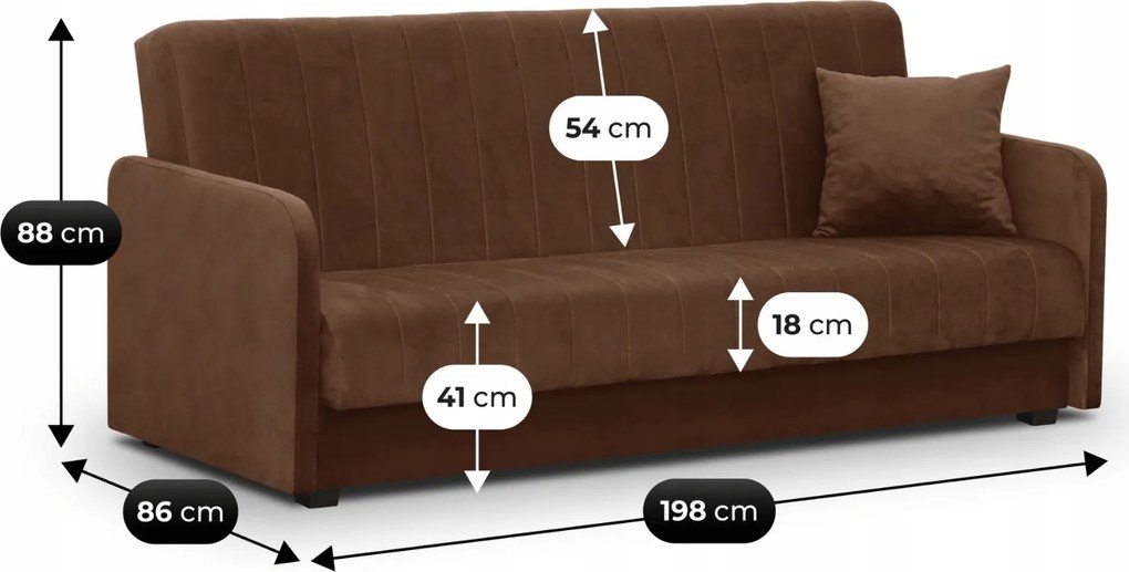 Sofa z Funkcją Spania PORTO Wersalka Rozkładana Dwuosobowa Ciemnobrązowa Nowoczesna do Salonu