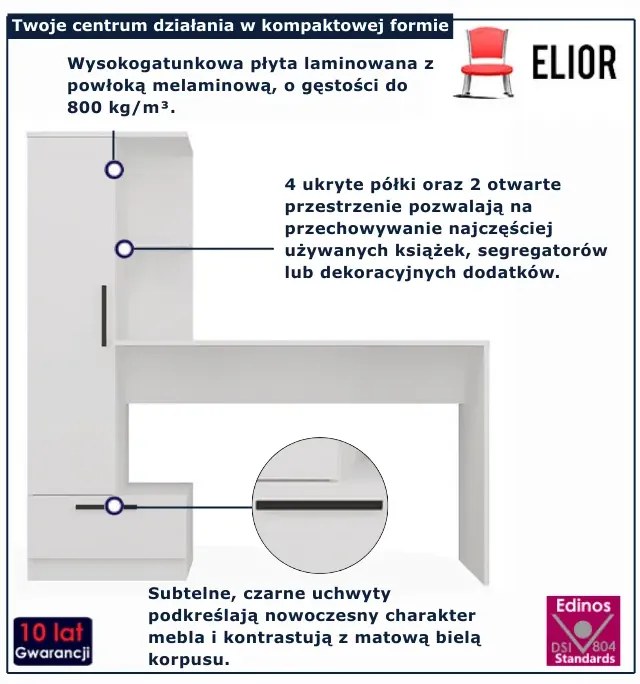 Białe biurko z regałem - Prisa