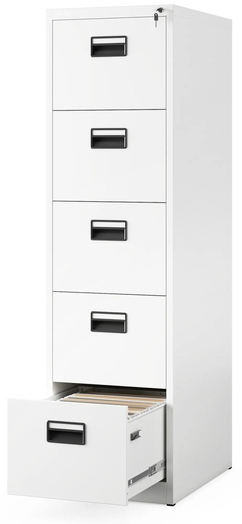 Metalowa szafa kartotekowa SARA V5, 460 x 1630 x 620 mm, biała