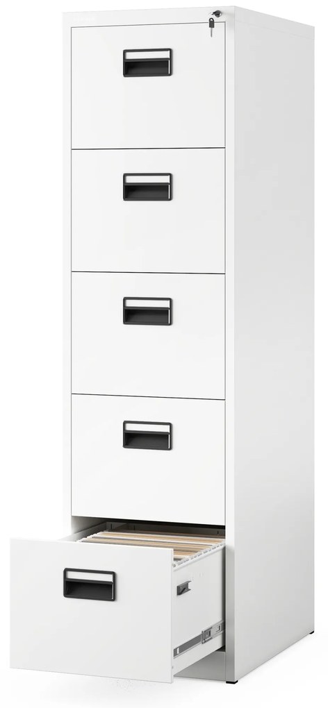 Szafa kartotekowa metalowa z 5 szufladami biała, 460x1625.5x620 mm: SARA