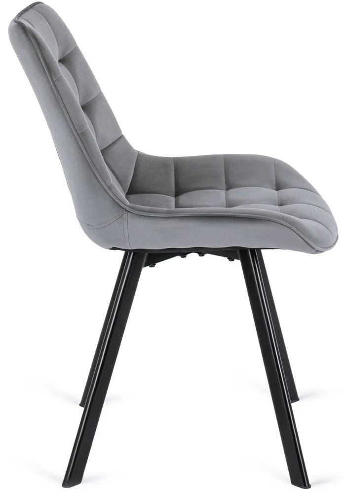 Zestaw Stół Okrągły Rozkładany HARRY 102-142 cm Dąb Craft/Czarny i 6 Krzeseł Tapicerowanych RICK Szarych Nowoczesnych