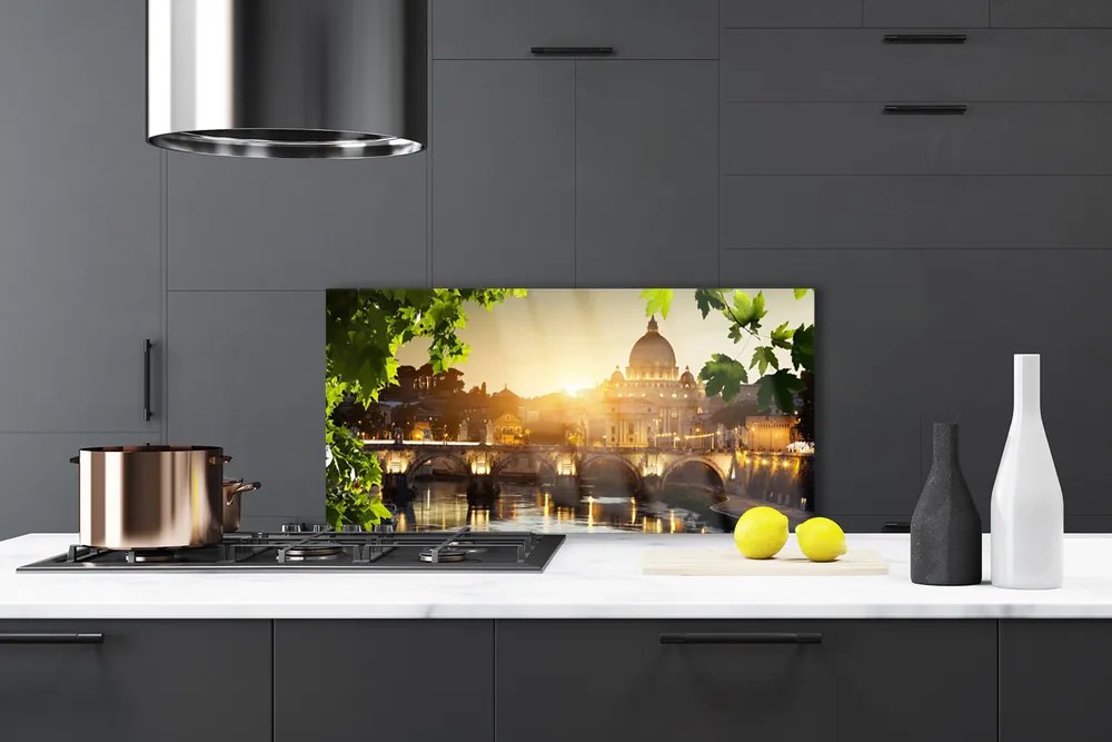 Szkło do Kuchni na Ścianę Nowoczesny Most nad Rzeką