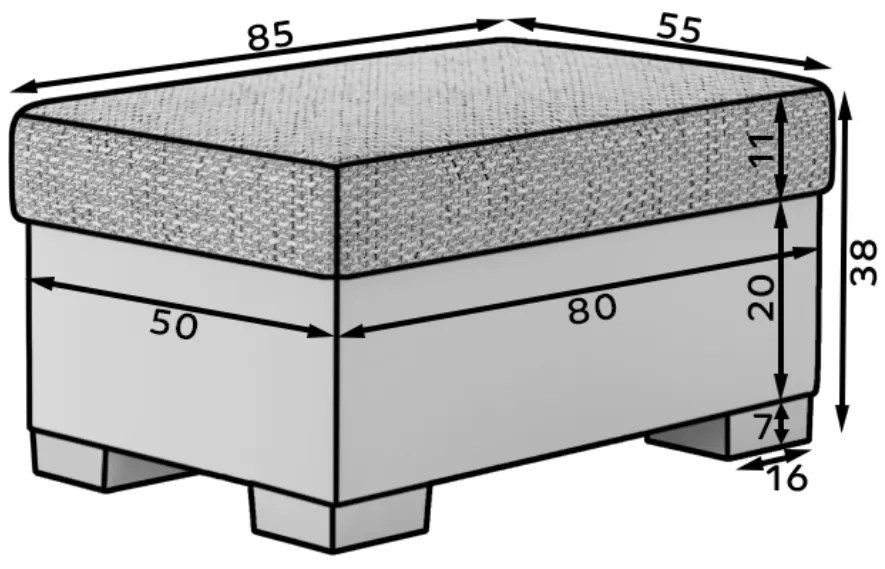 Szaro-biały taboret RELTO z miejscem do przechowywania 85x55 cm