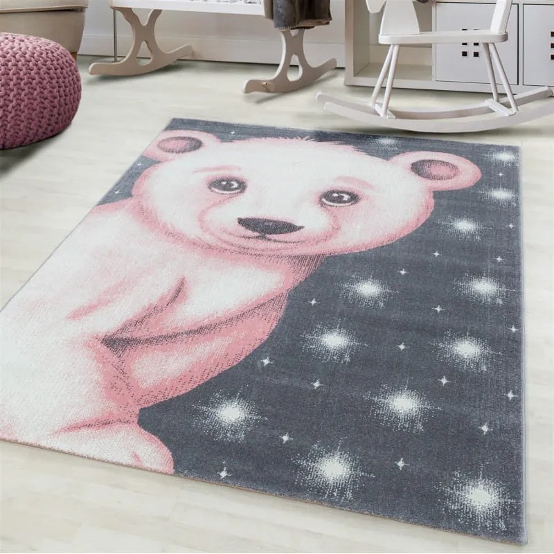 Dywan dziecięcy Bambi Miś różowy 160 cm x 230