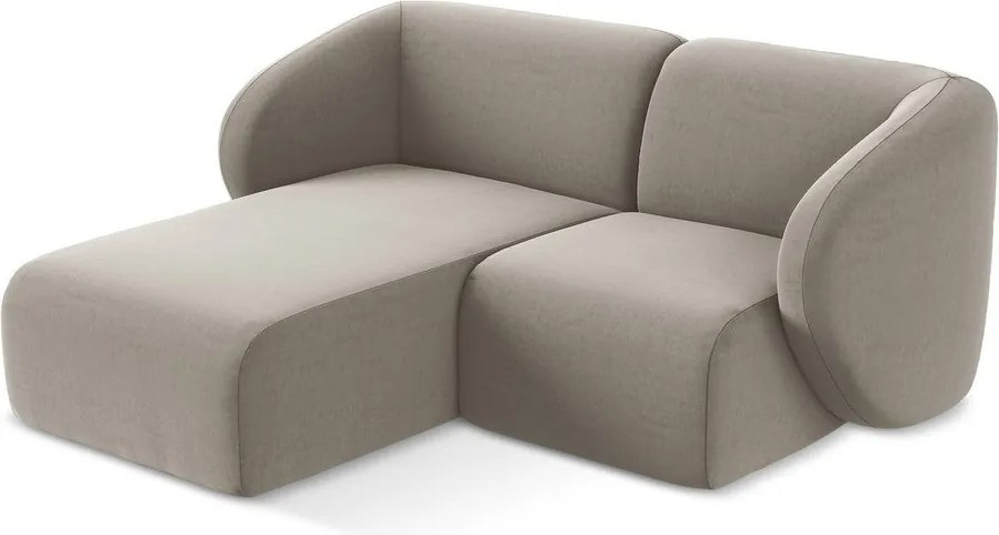 Jasnobrązowy aksamitny narożnik (lewostronny/z szezlongiem) Lani – Makamii