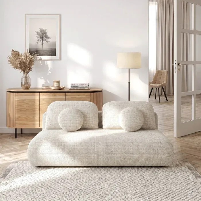 Sofa BASE Rozkładana Dwuosobowa Beżowa Szenil Nowoczesna