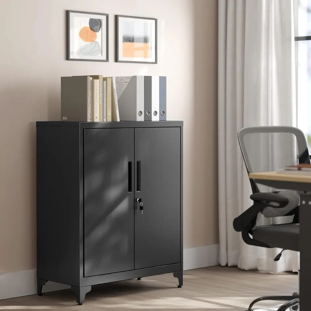 SongmicsHome Wielofunkcyjna metalowa szafka RAVEN, 40x80x90 cm, czarna