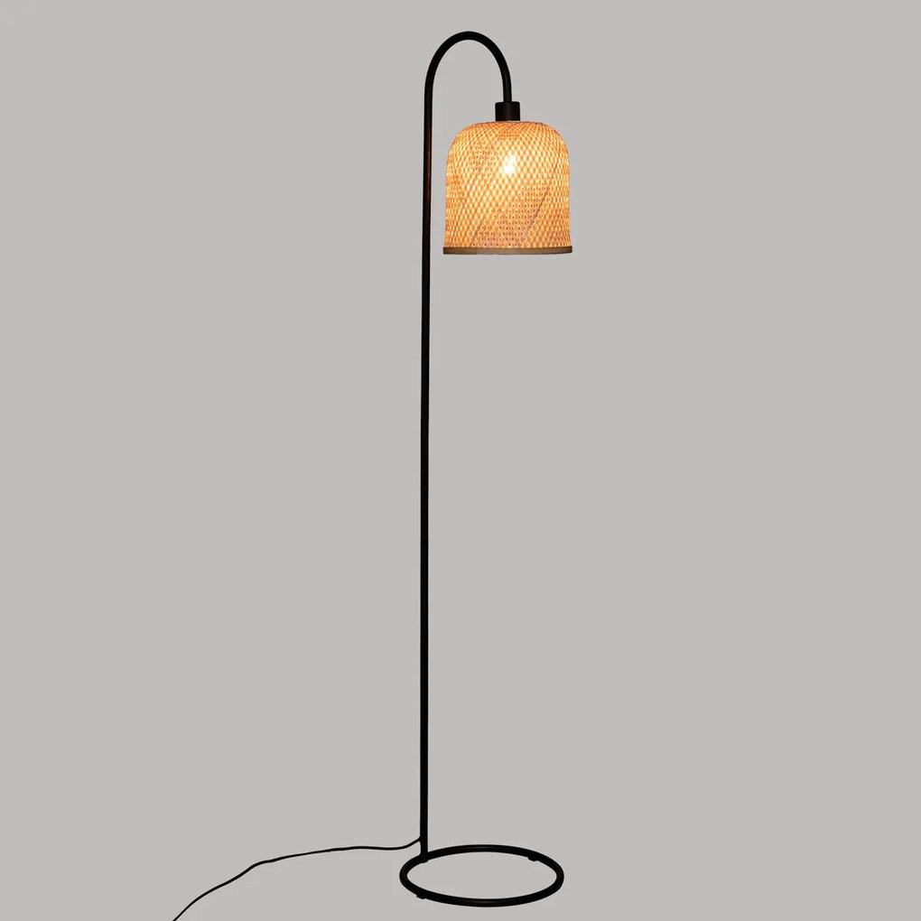 Lampa podłogowa ALI z plecionym, bambusowym kloszem, 159 cm