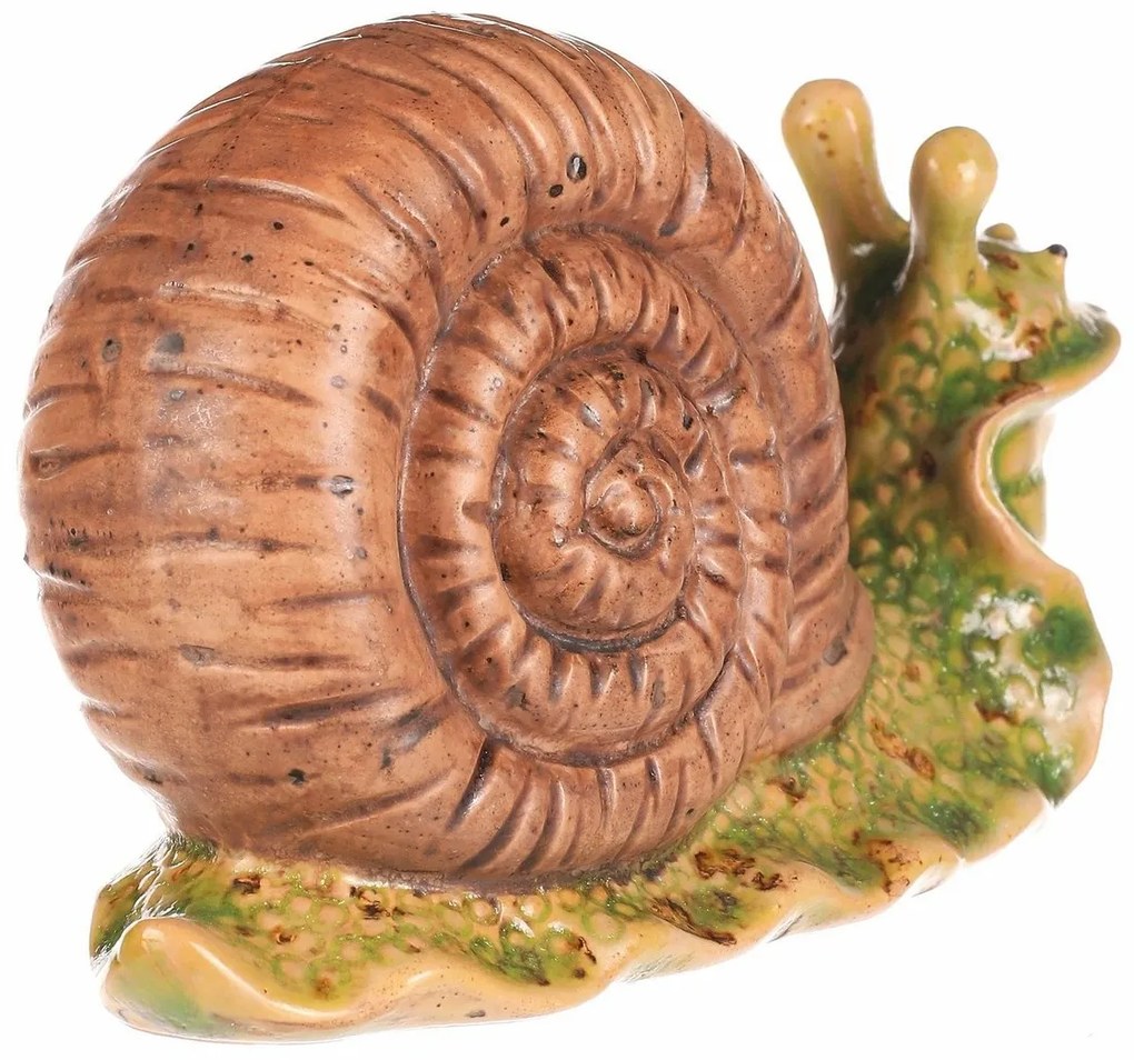 Ozdoba ogrodowa Ślimak jasnobrązowy, 16 x 7 x 10cm, ceramika