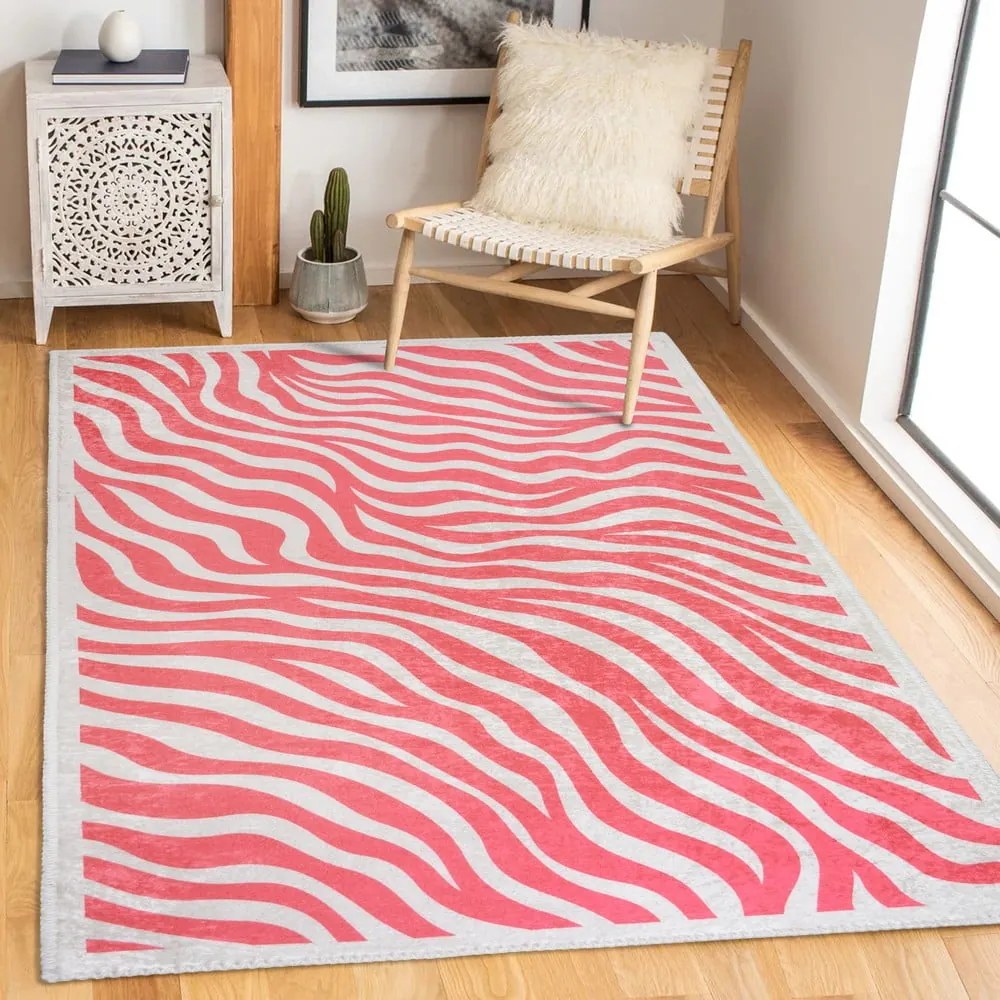Różowy dywan odpowiedni do prania 60x100 cm Red Zebra – Vitaus