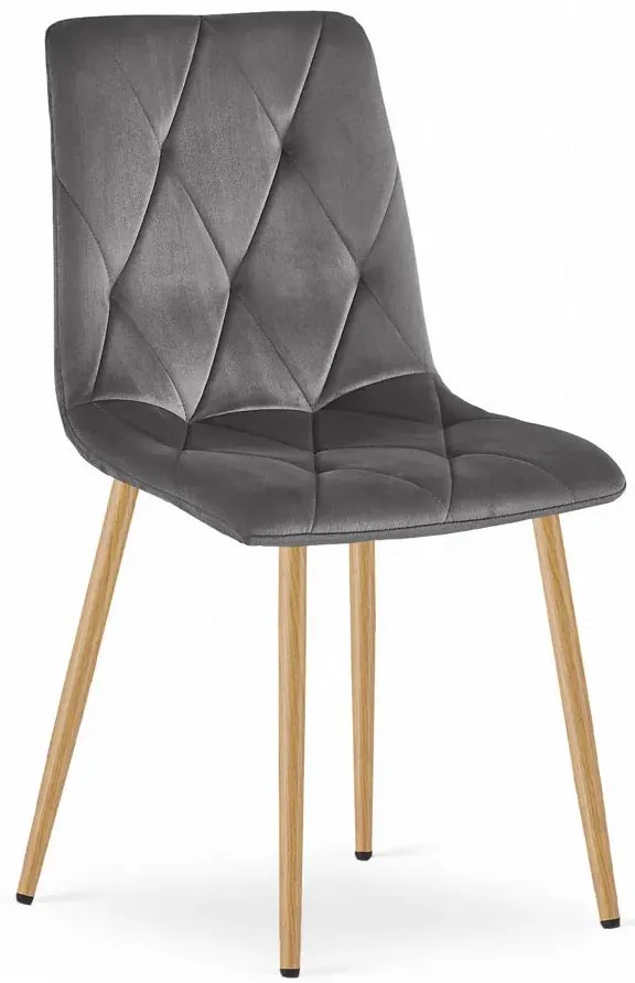 Tapicerowane ciemnoszare metalowe krzesło pikowane K2-Z63