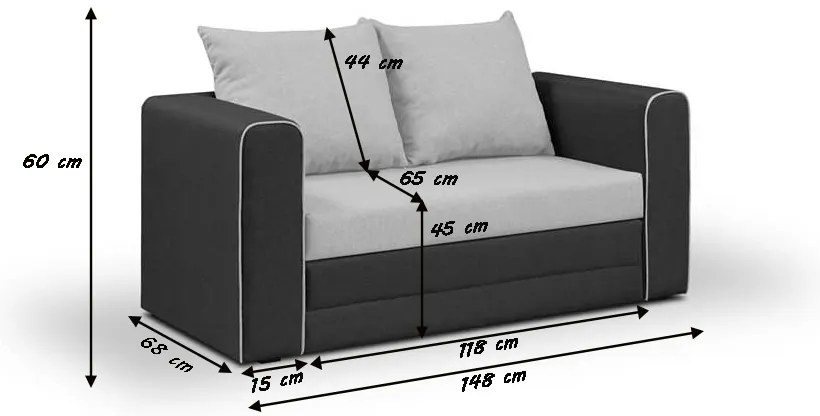 Sofa rozkładana 2 os BETA Niebieski/Granatowy