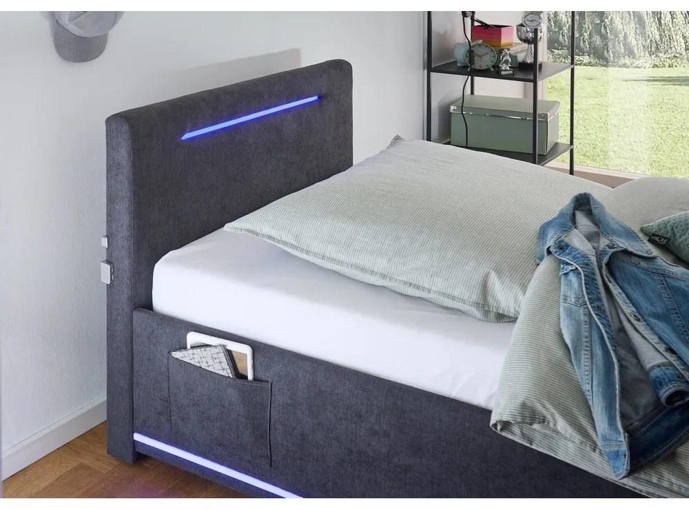 Ciemnoszare tapicerowane łóżko dziecięce bez stelaża 90x200 cm Circle – Meise Möbel