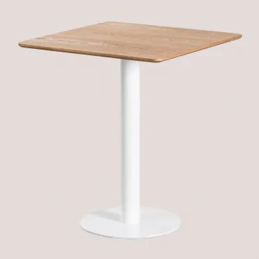 Kwadratowy Stół Barowy W Okleinie Jesionowej Frappe ↔︎ 60 Cm & Biały - Sklum