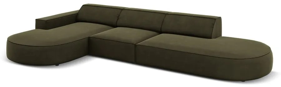 Zielony aksamitny narożnik (lewostronny) Jodie − Micadoni Home