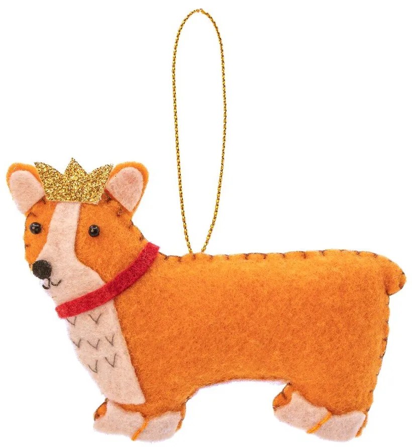 Tekstylna ozdoba świąteczna wykonana ręcznie 5,5 cm Corgi – Sass &amp; Belle